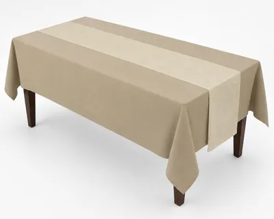 Productafbeelding van Benza – Kersttafelkleed met Glitter Tafelloper – 2-delige Set – Champagne met Goud – 140 × 220 cm en 28 × 220 cm, AI-gegenereerde afbeelding