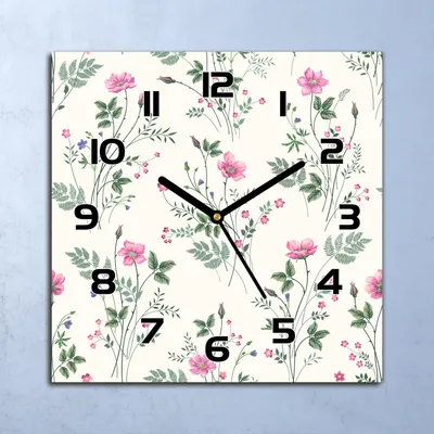 Produktbild von Wanduhr Echt-Glas-Küchenuhr Rosa Feldblumen Quarz Lautlos 30x30 Deko Bilder