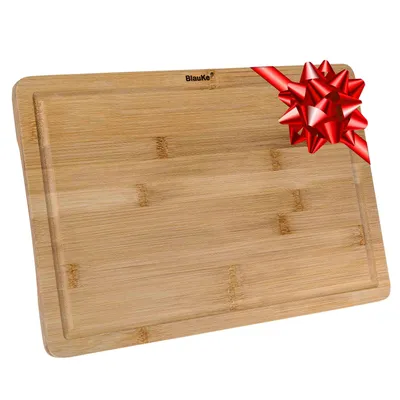 Productafbeelding van Bamboe Snijplank met Groef voor Vloeistoffen en Handvatten (38 x 25cm) – Snijplank van Hout voor Vlees, Kaas en Groenten