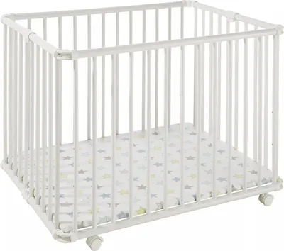 Produktbild von Laufgitter Lucilee. 76x97 und 90x97 cm. mobil auf Rollen (Stern, Weiß, 76 cm x 97 cm)