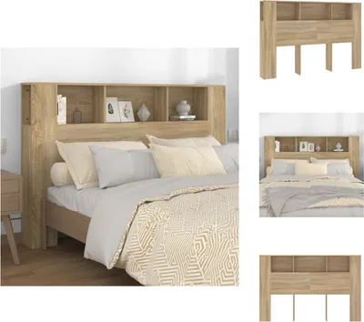 Produktbild von vidaXL Kopfteil mit Ablagen Sonoma-Eiche 160x18,5x104,5 cm - Kopf- & Fußenden