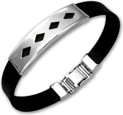 Produktbild von Amello Armband Edelstahl Kautschuk Karos silber schwarz Uni ESA506S
