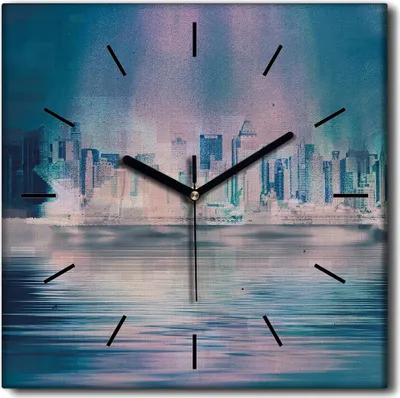 Produktbild von Coloray Uhr auf Leinwand 30x30 cm Wand Uhr Dekoration Wohnzimmer Segeltuch schwarze Hände -New York City.