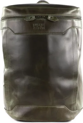 Produktbild von BUCKLE & SEAM Leder Freizeitrucksack Rucksack mit Laptopfach Siwa Orange Leather Backpack 23L Olive dunkelgrün