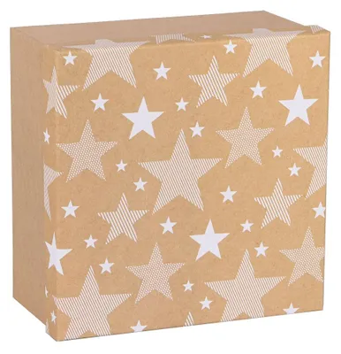 Produktbild von Idena Geschenkbox Stern braun/weiß 27x15,5x27xcm Weihnachten