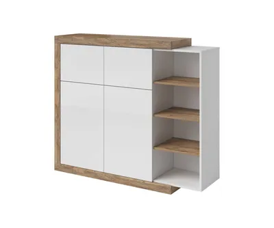Zdjęcie produktu dla Komoda wysoka SINTRA 2D2KL 150cm dąb samdal/biały połysk