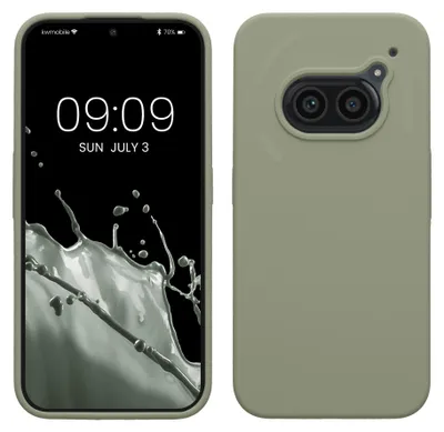 Image de Étui pour téléphone portable kwmobile pour Nothing Phone 2a / Phone 2a Plus - Étui en silicone - Recharge sans fil - Coque de protection gris-vert