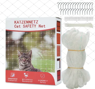 Produktbild von Aopunly Katzennetz für Balkon Transparentes Katzennetz Fenster Balkonnetze für Katzen ohne Bohren 3x8m