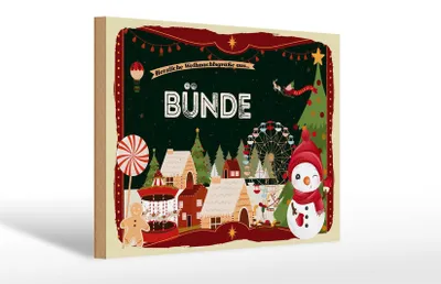 Produktbild von Holzschild Weihnachten Grüße BÜNDE Geschenk 30x20cm