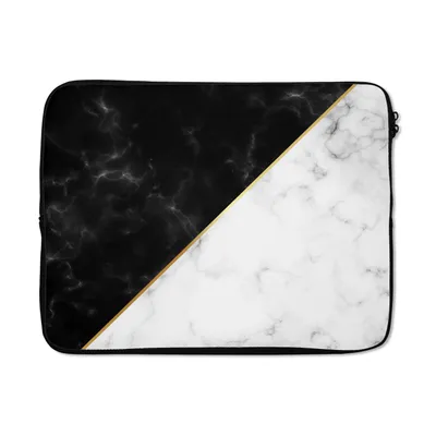 Produktbild von MuchoWow® Laptop Hülle 15 Zoll Marmor - Weiß - Schwarz - Gold Laptoptasche - Laptoptasche - Sleeve - Rundum-Schutz