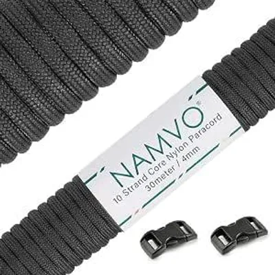 Zdjęcie produktu dla Paracord, 30 metrów, 10 nici – nylonowy linka spadochronowa – sznurek przetrwania do użytku na świeżym powietrzu, do biwakowania i rękodzieła