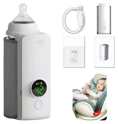Produktbild von Zimilo Mobiles Babyflaschenwärmer Set: Tragbarer Elektrischer Milchwärmer mit LED Display & Präziser Temperaturregelung, Perfekt für Unterwegs