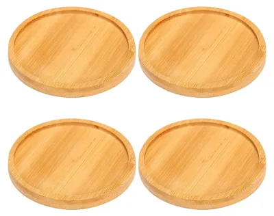 Produktbild von 4 Stück Kerzenteller aus Holz, runde Untersetzer für Kerzenhalter, geeignet für Stumpenkerzen, Taufkerzen, Hochzeitskerzen, Dekoteller für Tischdekoration im Wohnzimmer