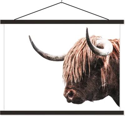Produktbild von MuchoWow® Textilposter Schottisches Hochlandrind - Kuh - Hoorn 120x90 cm mit schwarzem Rahmen - Aufhänger für Poster