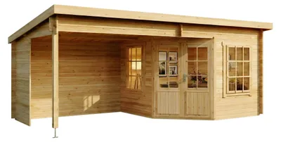 Produktbild von Alpholz Gartenhaus Carl 598x330cm aus Holz Naturbelassen 28mm Wandstärke