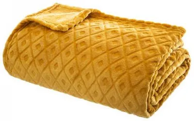Obrázok produktu pre Unyqoos® Hrejivá deka, vzor: geometrický, farba: okrová žltá, rozmer: 180 x 230 cm – Veľká, mäkká deka vhodná na pohovku a posteľ