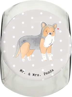 Produktbild von Mr. & Mrs. Panda Dose Shetland Sheepdog Lebensretter L 870ml - Grau Pastell - Geschenk, Keksdose, Leckerli, Sheltie, glasbehälter, Tierfutterbehälter, Vorratsglas