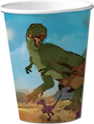 Produktbild von T-Rex Becher Dinosaurier 8 Stück Trinkbecher 250 ml Tisch-Deko Geburtstag