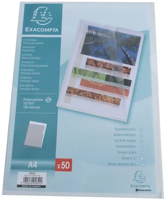 Obrázok produktu pre Exacompta 5850E Vrecká na spisy balenie po 50 ks DIN A4 PP 120µ crystal