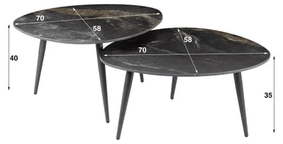 Produktbild von AnLi Style Couchtisch Fossil, organisches Set (2er-Set)