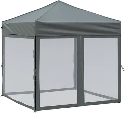 Produktbild von Pavillon Zelt Partyzelt Faltbar mit Seitenwänden Anthrazit 2x2 m, Gartenpavillon Stabil Gartenzelt für Strand Hochzeit Camping LH2A