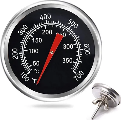 Produktbild von Analoges Grillthermometer Edelstahl, 100–700℉, Einbau 5,2 mm, hitzebeständig, langlebig, BBQ, Räucherofen & Backofen, Geschenkidee
