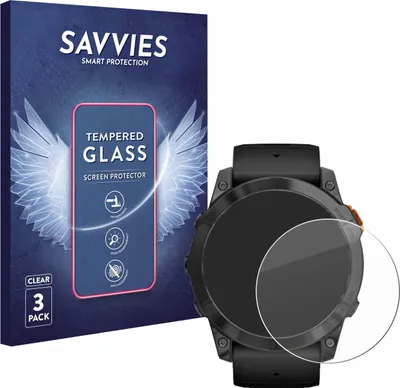 Produktbild von 3x Savvies Schutzglas für Garmin Fenix 7X Pro Solar (51 mm) Displayschutz 9H Glas klar transparent