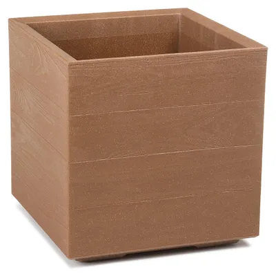 Immagine prodotto di Vaso in plastica con aspetto legno, ideale per terrazzi e balconi