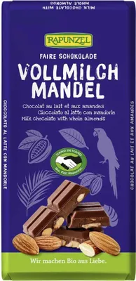 Image de Rapunzel - Chocolat au lait entier aux amandes entières - 200g