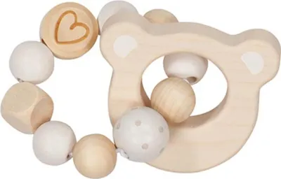 Produktbild von Goki Greifling Elastik Stern, Silikon, Holz, Blau, Grau, Weiß, Holz