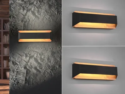 Produktbild von LED Holz Wandlampen Set Vintage Up and Down mit Stufen Dimmer - Eingangsbereich