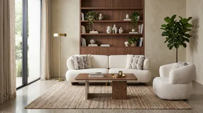 Immagine prodotto di Set di divani 3 posti e 1 posto, design moderno, colore beige, tessuto bouclé, comodo