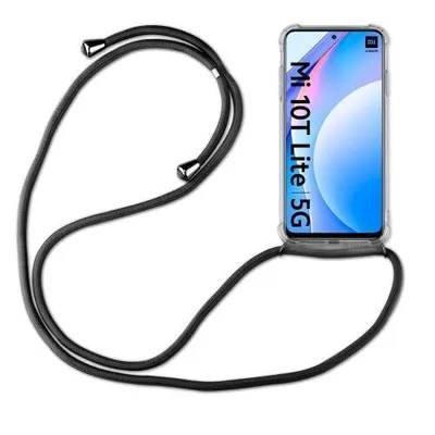 Produktbild von Xiaomi Hülle mit Band Schutzhülle Handykette Silikon Handy Tasche mit Schnur Neu Xiaomi Redmi 9T Schwarz