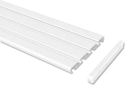 Produktbild von Interdeco Gardinenschiene, Vorhangschiene Aluminium Weiß 3-/4-läufig Modell Slimline, 160 cm