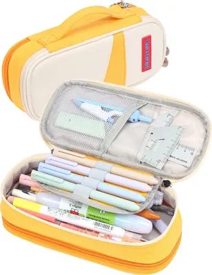 Produktbild von Federmäppchen,Federmäppchen mit grossem Fassungsvermögen Stiftebeutel, Federmäppchen Für Kinder Junge Studenten Erwachsene Federtasche, Gelb