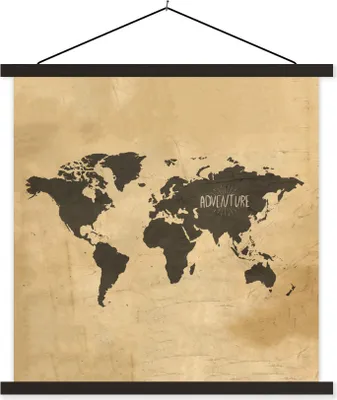 Produktbild von MuchoWow® Textilposter Weltkarte - Braun - Vintage 40x40 cm mit schwarzem Rahmen - Fotos