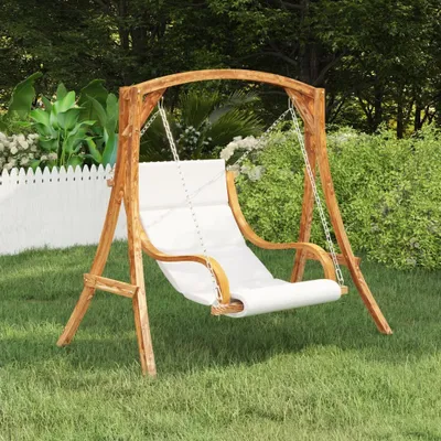 Produktbild von The Living Store Hängeliege mit Kissen Creme Bugholz mit Teak-Finish