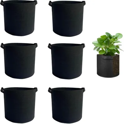Imagen del producto de Bolsa para plantas de tela no tejida, de 3 litros, paquete de 6 unidades, ideal para tomates y verduras