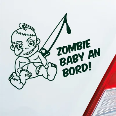 Produktbild von Auto Aufkleber Zombie Baby an Bord on Tour witzig 30x20 cm Dunkelgrün Sticker Heckscheibenaufkleber