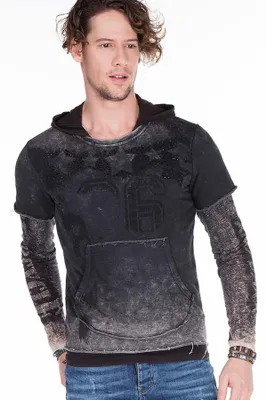 Produktbild von CL279 Herren Kapuzensweatshirt mit verwaschenen Prints