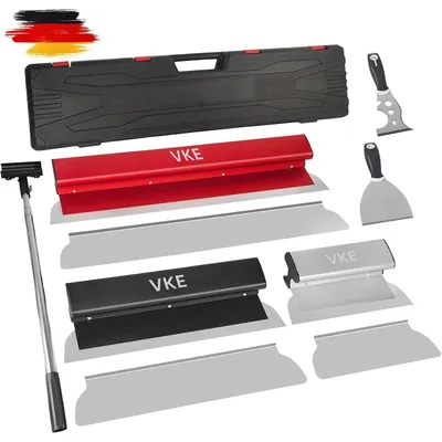 Produktbild von Flächenspachtel Set mit Teleskopstange 1-2,1m, 250/400/600mm Klingen, Multifunktionsspachtel