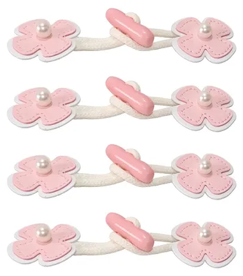 Blumenknöpfe, 4 Paar, PU-Leder, 16,5 cm, rosa, für Jacken