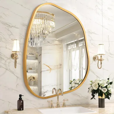 Produktbild von Wandspiegel unregelmäßig Aluminium gebürstet Gold 45 x 65 cm
