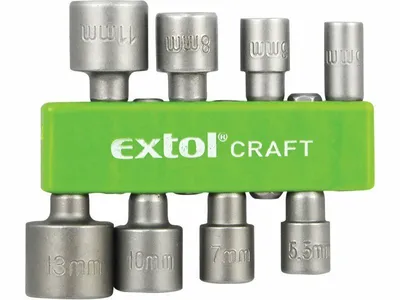 Obrázek produktu pro EXTOL Craft hlavice nástrčné, bitová stopka 1/4", 5-5,5-6-7-8-10-11-13mm 10213