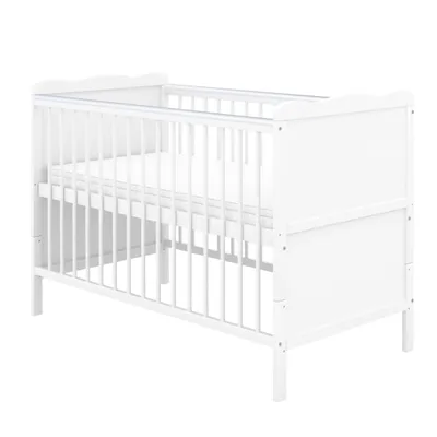 Produktbild von Baby-Delux Babybett Kinderbett Jack Umbaubar 140x70 Weiß Beißschienen Bettset Komplett mit Motiv Teddy Mond Rosa