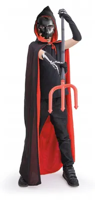 Produktbild von PartyPal Umhang mit Kapuze Schwarz-Rot Halloween 140cm