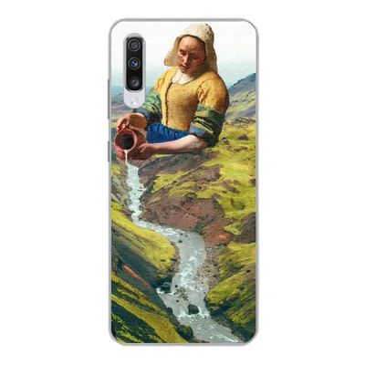 Produktbild von MuchoWow® Handyhülle Schutzhülle Hülle für Samsung Galaxy A70 Milchmädchen - Natur - Vermeer Silikon Softcase Handy Hülle - Schutzhaube