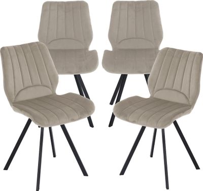 Esszimmerstuhl  Küchenstuhl mit einem Samtvelours Bezug und einem Metallgestell , Farbe:Taupe, Menge:4 St.