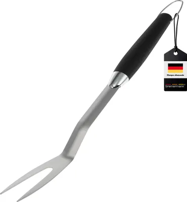 Image de bremermann Fourchette à barbecue | Fourchette à viande longue en acier inoxydable avec manche souple et œillet