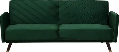 Produktbild von BELIANI Sofa Grün Samtstoff 3-Sitzer Schlaffunktion Retro Modern Wohnzimmer